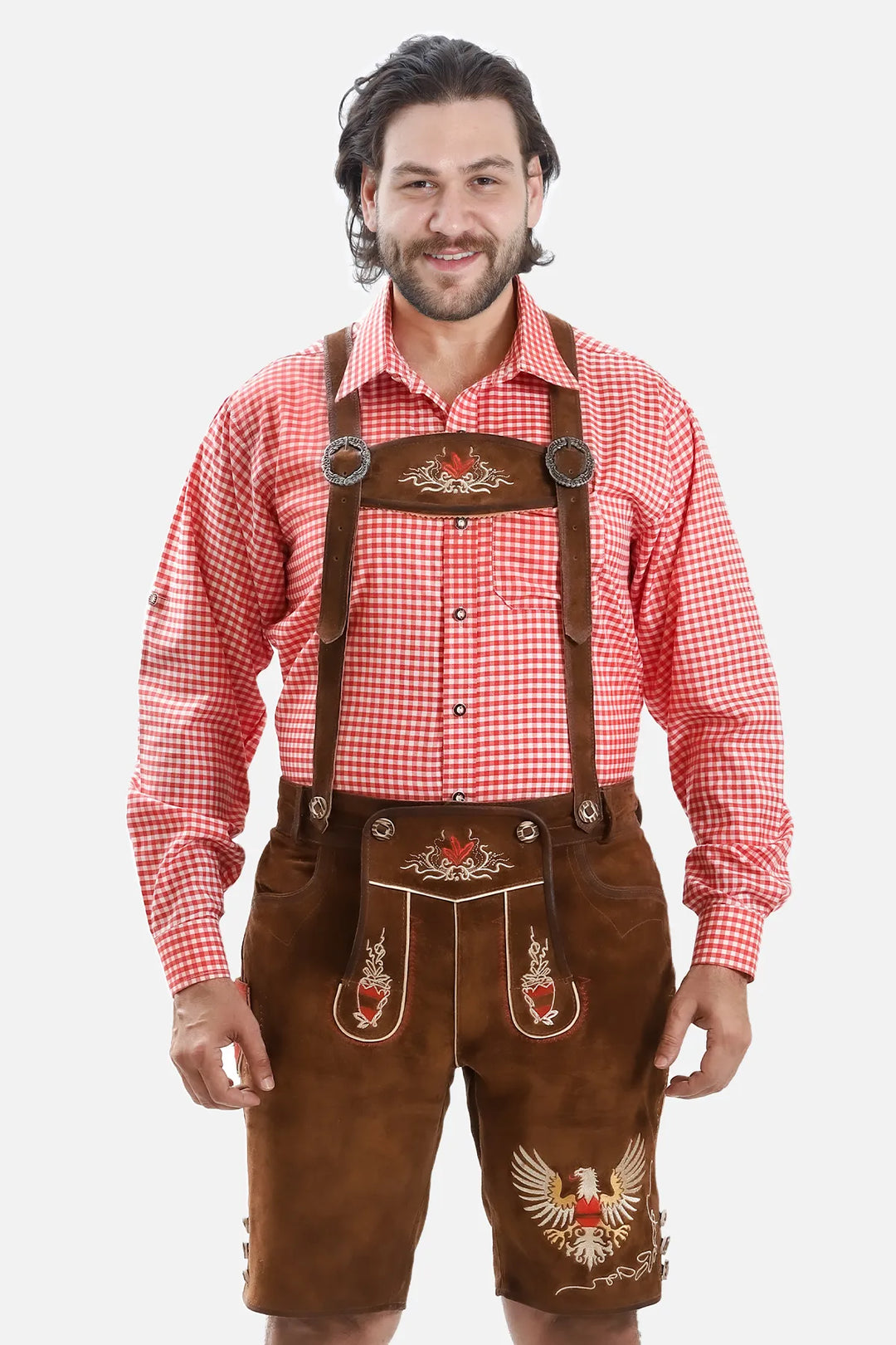 Adler Embroidered Brown Lederhosen Shorts for Men