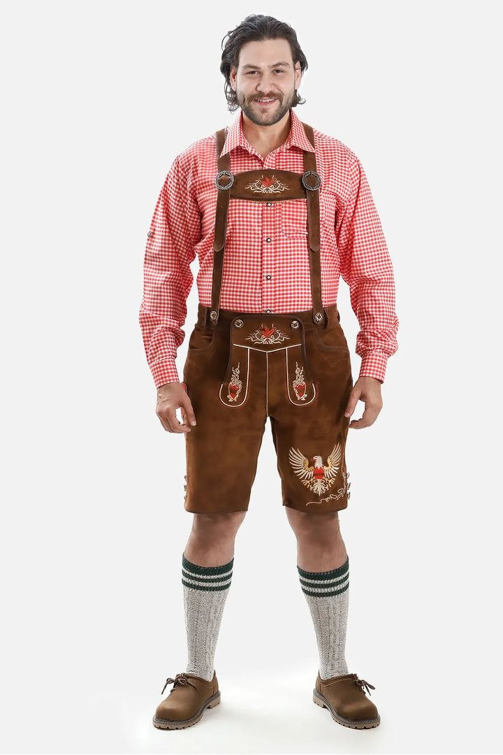 Adler Embroidered Brown Lederhosen Shorts for Men