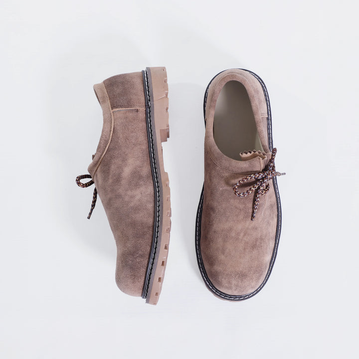 Dark Brown Side Lace Men Lederhosen Shoes