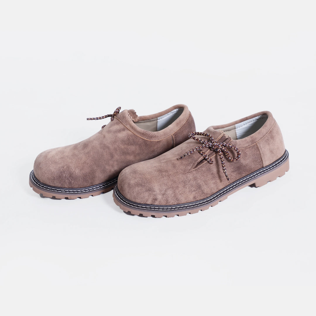 Dark Brown Side Lace Men Lederhosen Shoes