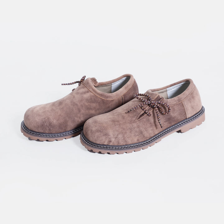 Dark Brown Side Lace Men Lederhosen Shoes