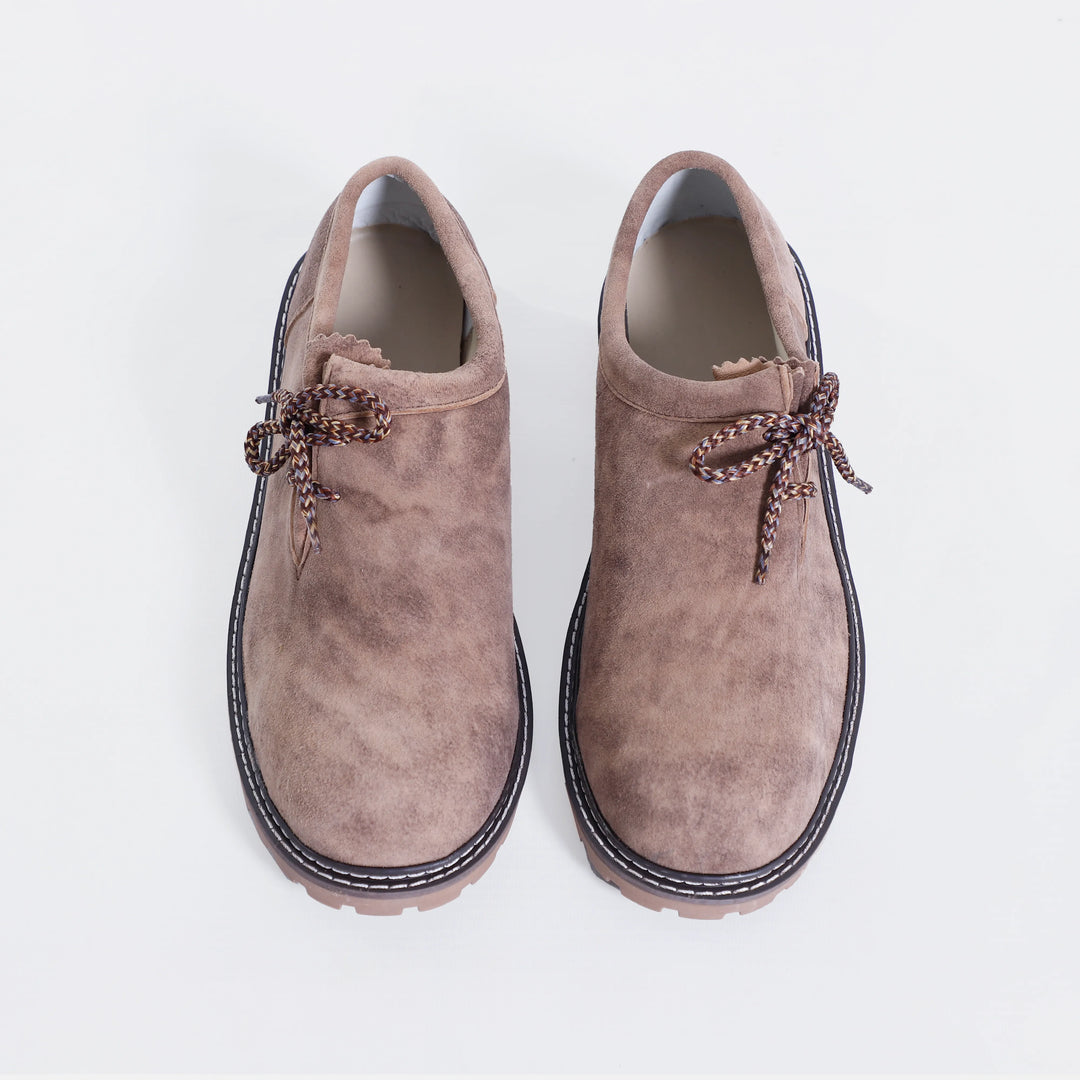 Dark Brown Side Lace Men Lederhosen Shoes