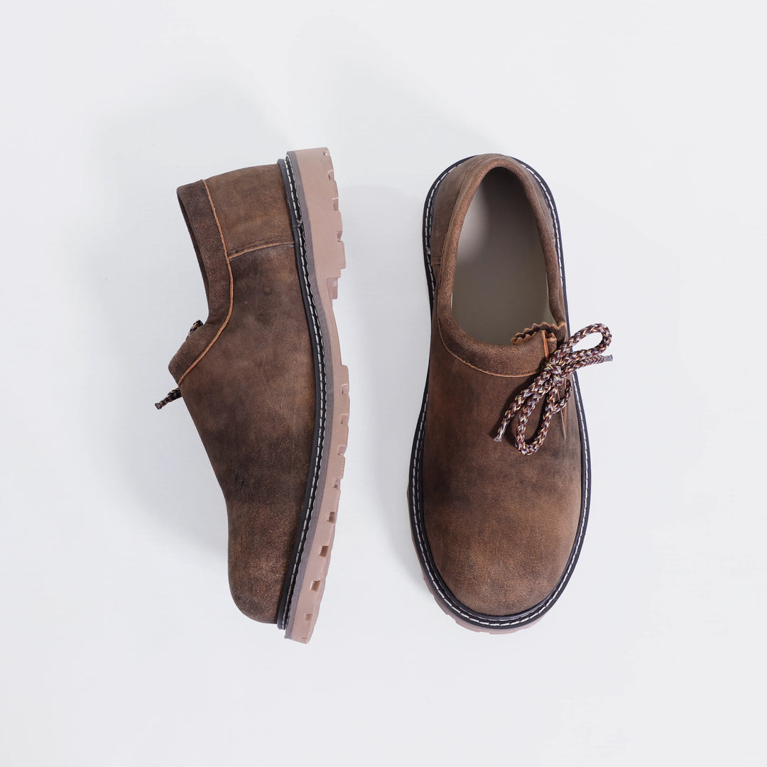 Solid Brown Side lace Trachten Shoes