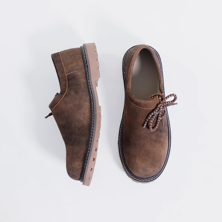 Solid Brown Side lace Trachten Shoes