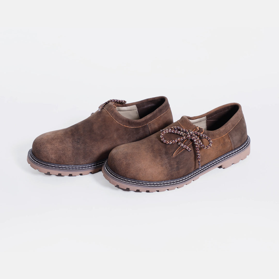 Solid Brown Side lace Trachten Shoes