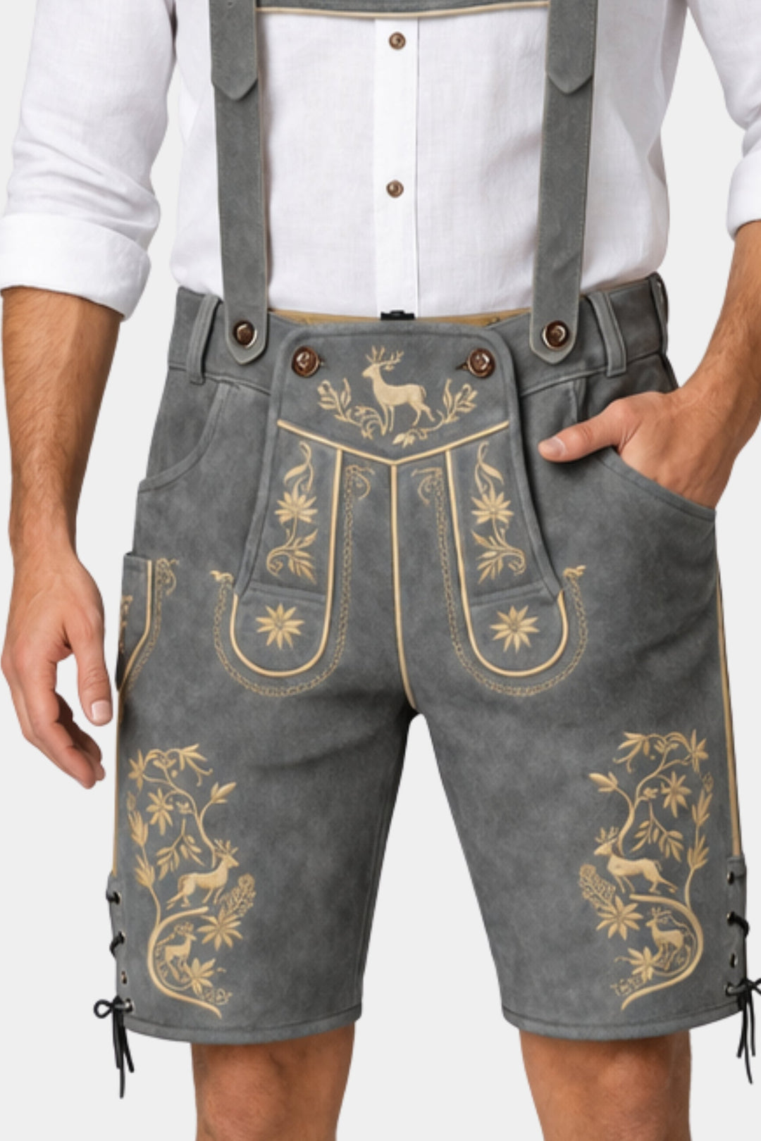 Bavarian Pride Lederhosen in Grey